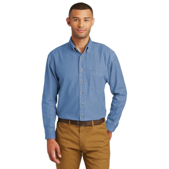 Port & Company - Long Sleeve Value Denim Shirt. SP10 - Picture 1 of 3